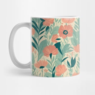 Wildflowers pastel green pattern Mug